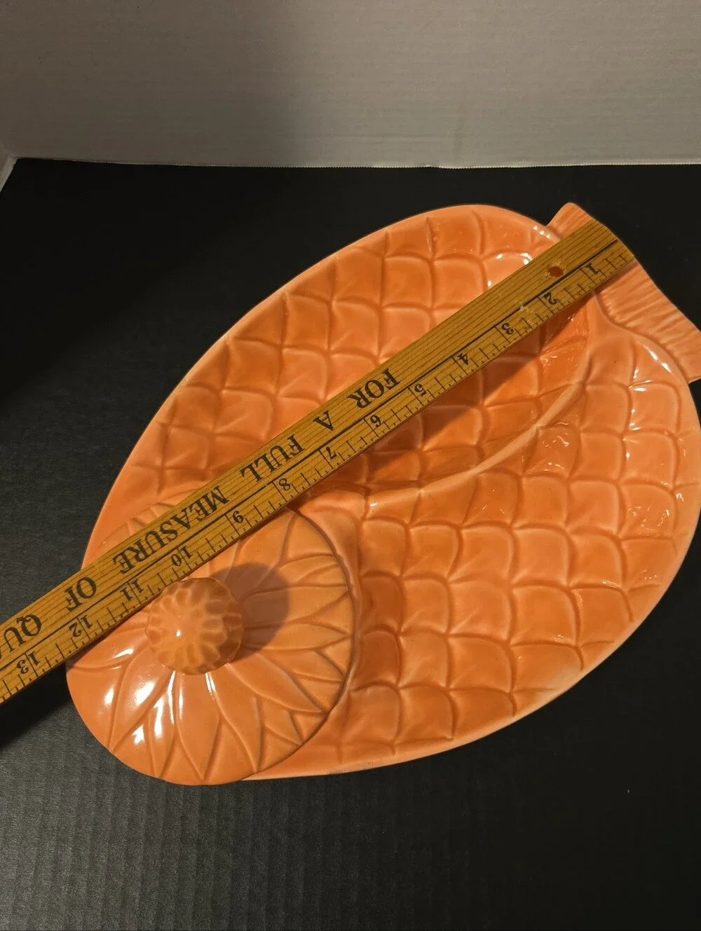Vintage Hoeniq Of California USA Art Pottery Pink/Coral Fish, Bowl Platter
